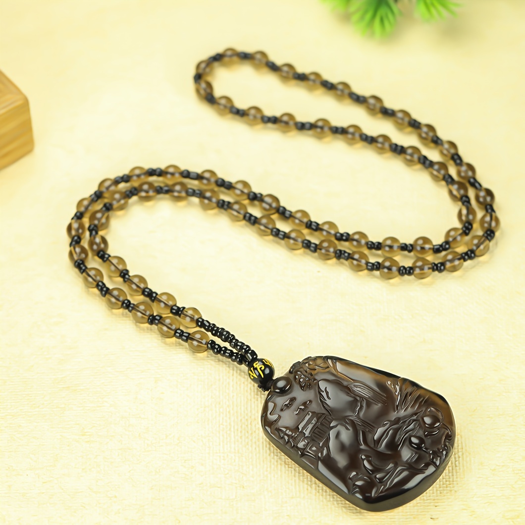 Natural Stone Ice Transparent Mountain Waterfall Pendant Necklace