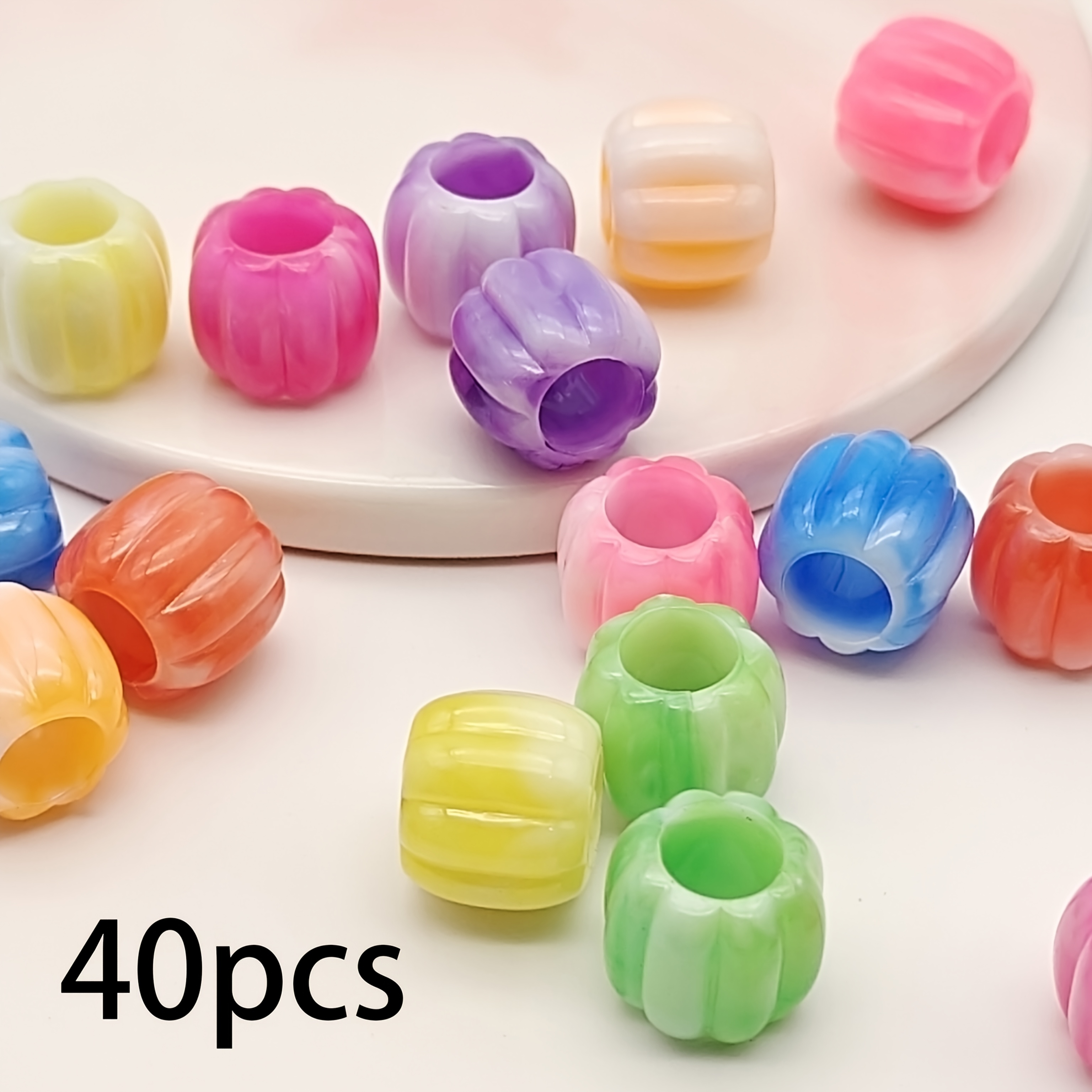 TEMU 40 stuks pompoenkralen 13×11mm geschikt voor het maken van doe-het-zelf sieraden, pompoenvormige knutselkralen met groot gat voor oorbelhangers,