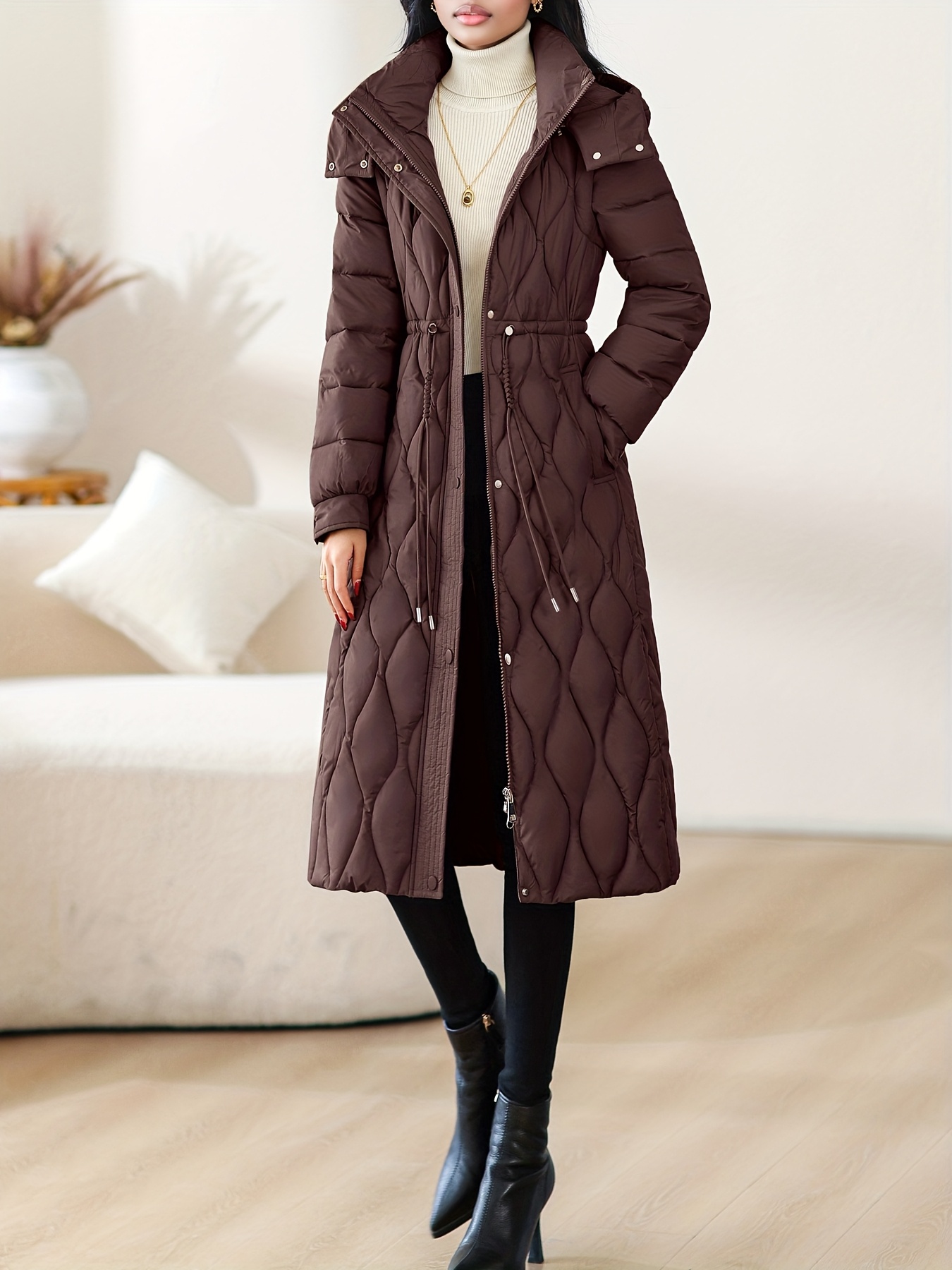 damen wintermantel langer formeller alltags oberrock kapuze Temu