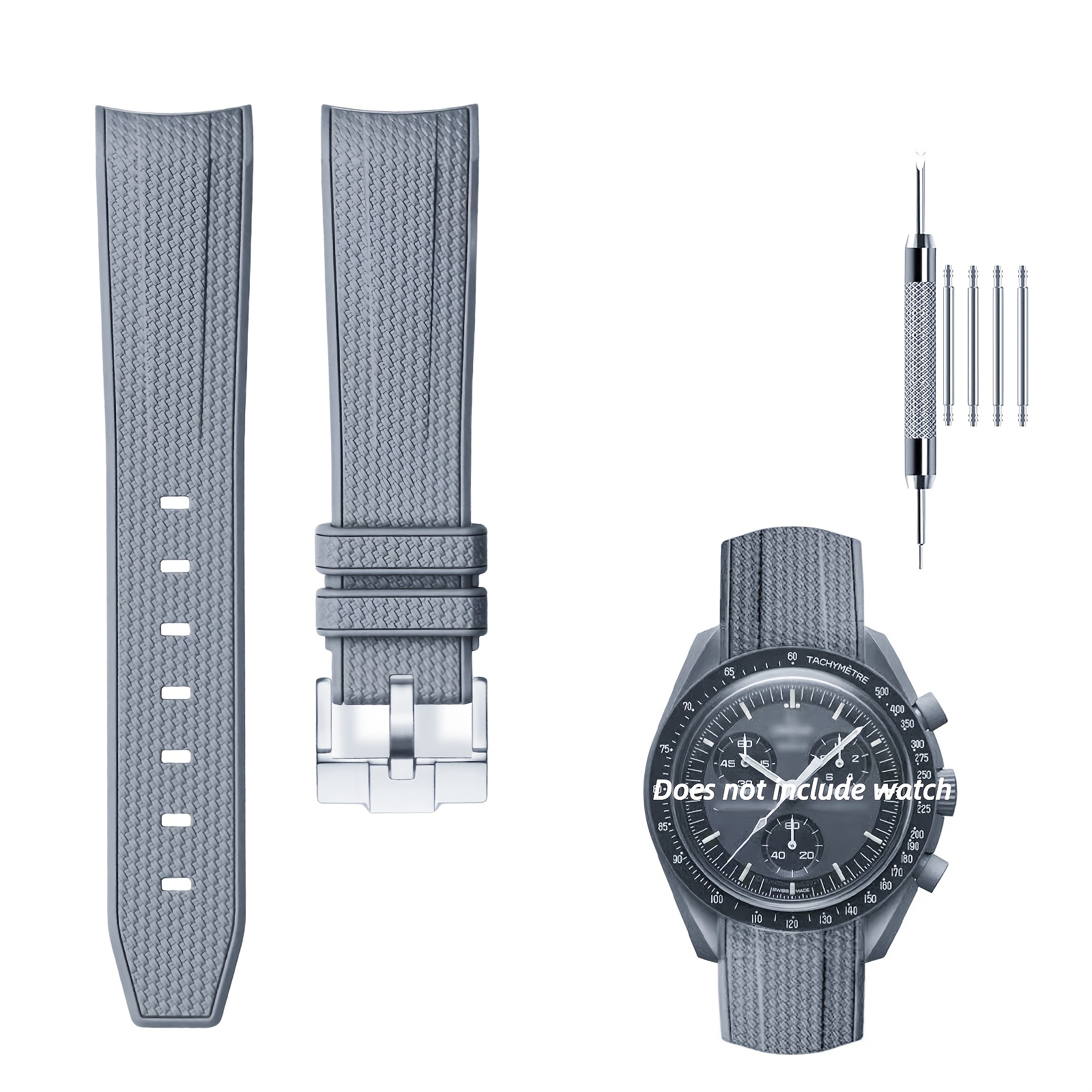 TEMU Correa de reloj de silicona de 20 mm compatible con X Swatch Speedmaster Seamaster Seamless Curved, correa de silicona de repuesto impermeable