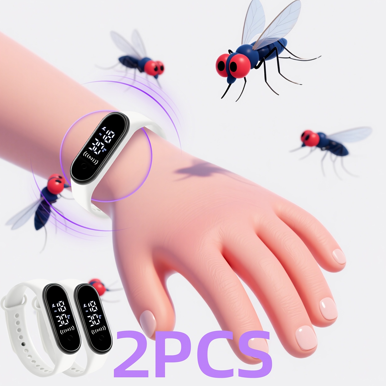 2pcs watch summer insect repellent outdoor mosquito repellent bracelet electronic mosquito repellent watch insect repellent protective wristband electronic bracelet   watch home insect repellent outdoor insect proof watch