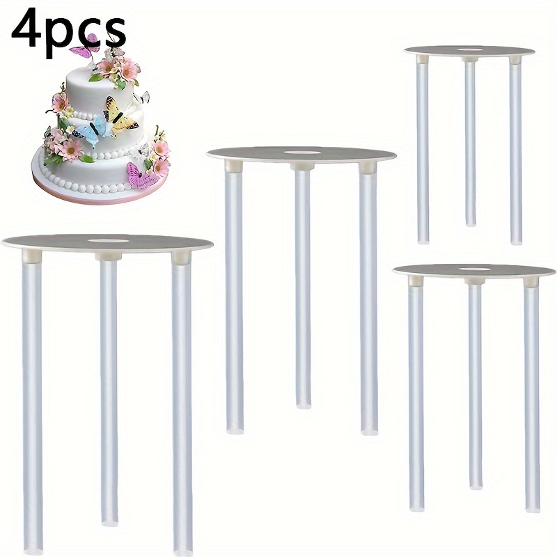 

4pcs, Cake Layer Support Frame Set, Reusable Cake Board And Cake Pin Rod, Used For Layered Cake Structure And Stacked Cake Piling Suspension Gasket, Multi-layer Cake Support Cake Frame