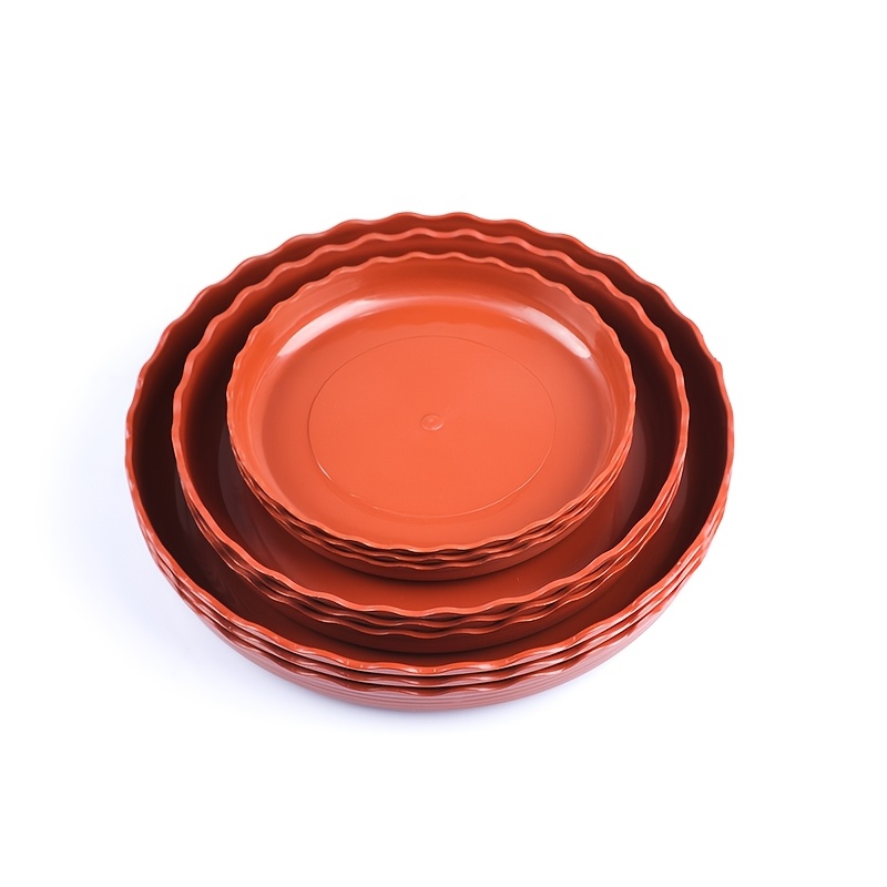 Image of [durable Plant Saucer] 9 Pack Durable Heavy Duty Plastic Red Round Wave Plant Saucer, Flower Plant Pot Drip Tray Container For Home Garden Indoor And Outdoor Plant
