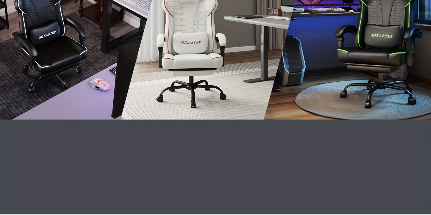 Een ergonomische gamingstoel met verstelbare rugleuning en een draaibare 360-graden functie - Ontworpen voor volwassenen en tieners tot 150 kg, perfect voor thuiskantoren of gaming, in een groene kleur.