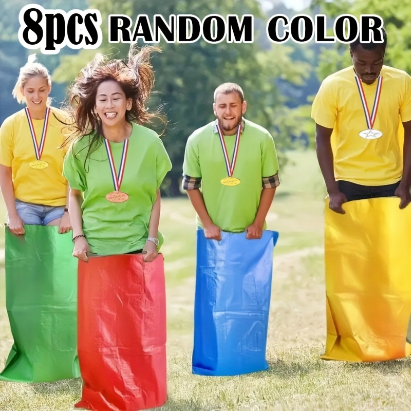 TEMU Random Color 8pcs Adult Potato Sack Race Bags, Durable Kangaroo Jumping Bags, Heavy Duty Party Game Props, Ideal For Birthday Party, Family