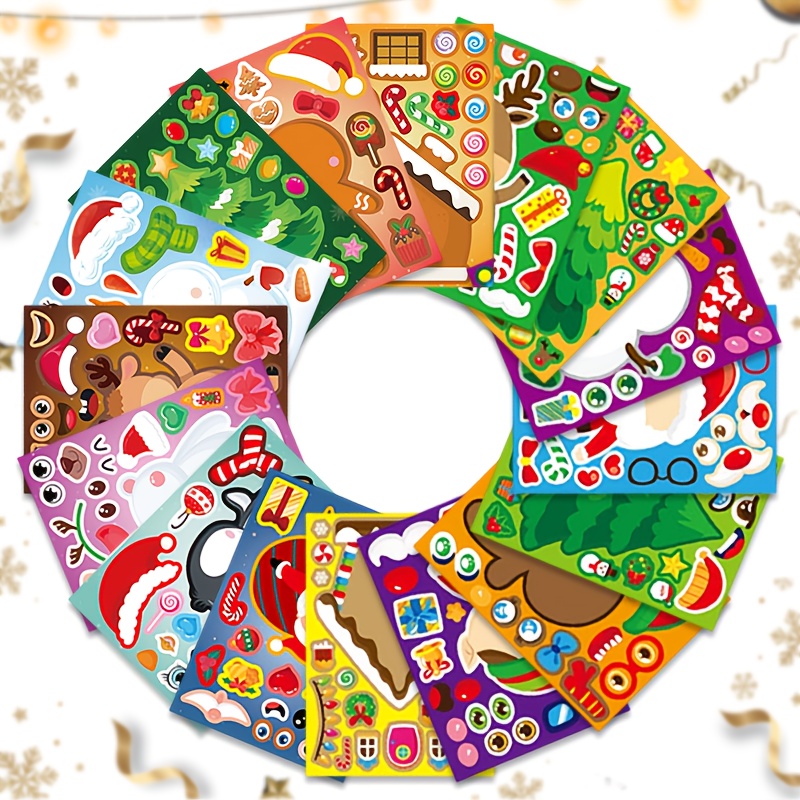16/32pcs Christmas Sticker Set, Suitable For Christmas Decorations, Party Favors, Easter, Halloween, Thanksgiving, And Hanukkah Crafts
