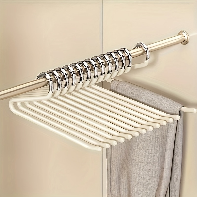 

20pcs/1set Goose-neck Space-saving Metal Pants Hangers, Non-slip Closet Organizers, Durable Stainless Steel Trouser Hangers With Z-shape For Home Storage, Ideal Home Supplies, Clothes Essentials
