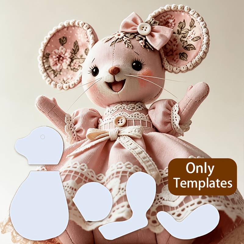 TEMU Juego de 1 con 5 plantillas artesanales de muñeca princesa ratón, plantillas de decoración artística, plantillas de dibujo reutilizables, para