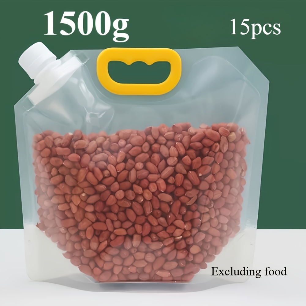 Image of 15pcs Reusable Storage Bag, Odor Proof And Leak Proof Sealed Bag With Handle And Sealing Cover For Household Kitchen Supplies