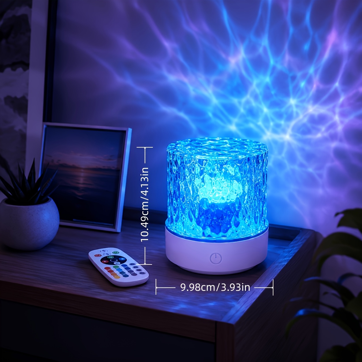 2026   usb powered   ripple projection smart light rotating multicolor light effect touch control color changing   cube mood light bedside tabletop decorative night light for bedroom romantic lighting ornament for room