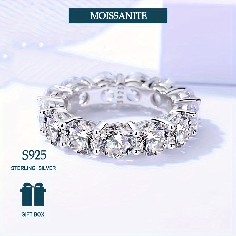 

925 Sterling Silvery 7ct Moissanite Band Ring Elegant Luxury Finger Ring Jewelry With Gift Box