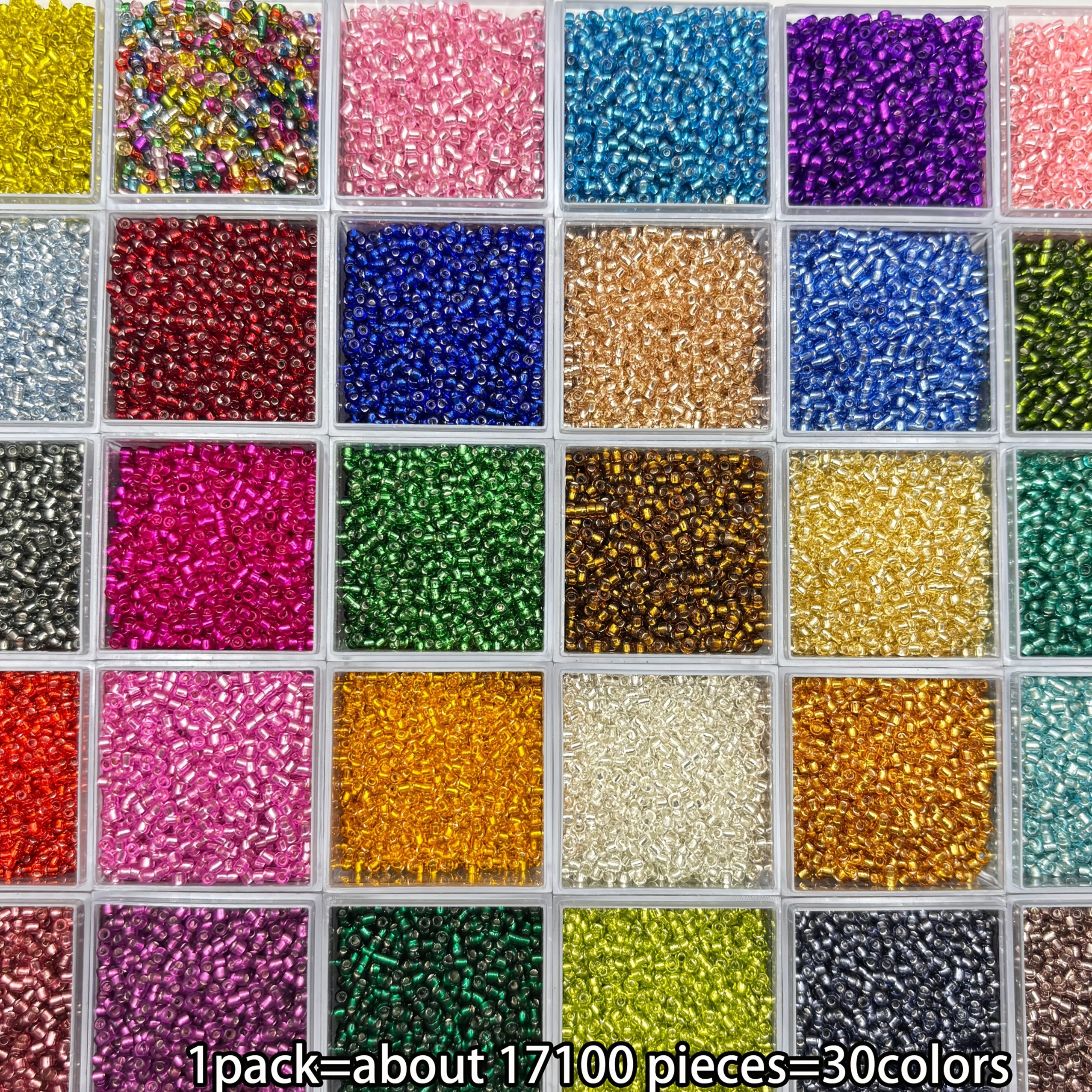TEMU 17100 2mm High Seed Decorative Beads 30 Color Combinations Suitable For Jewelry Making - Antique Red, Blue, Green, Yellow, Purple Boho Beads For