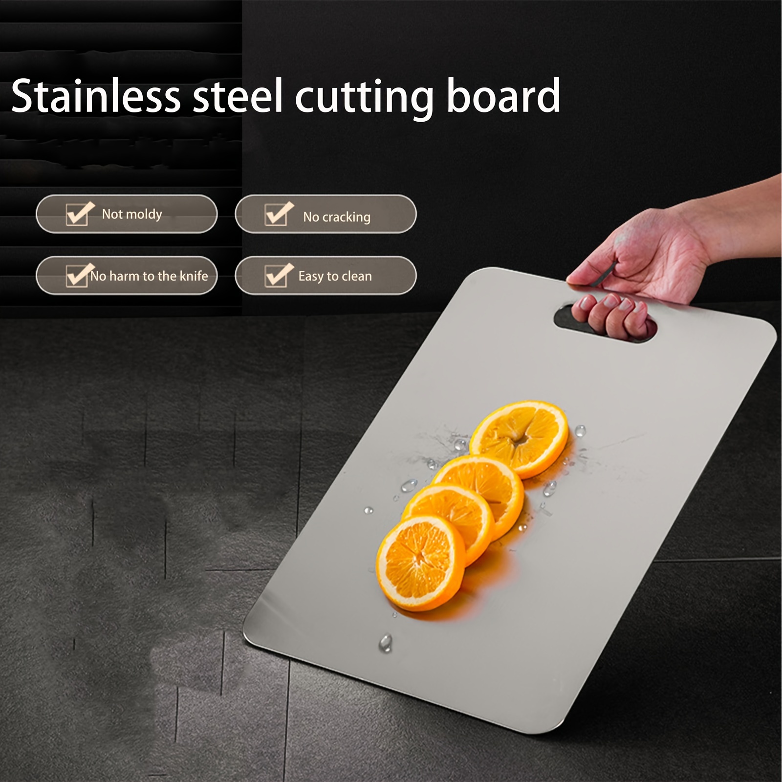 

1pc Stainless Steel Kitchen Cutting Board - Double-sided, Aseptic & Mold-resistant, Perfect For Fruits & Vegetables, Ideal For Home And Restaurant Use