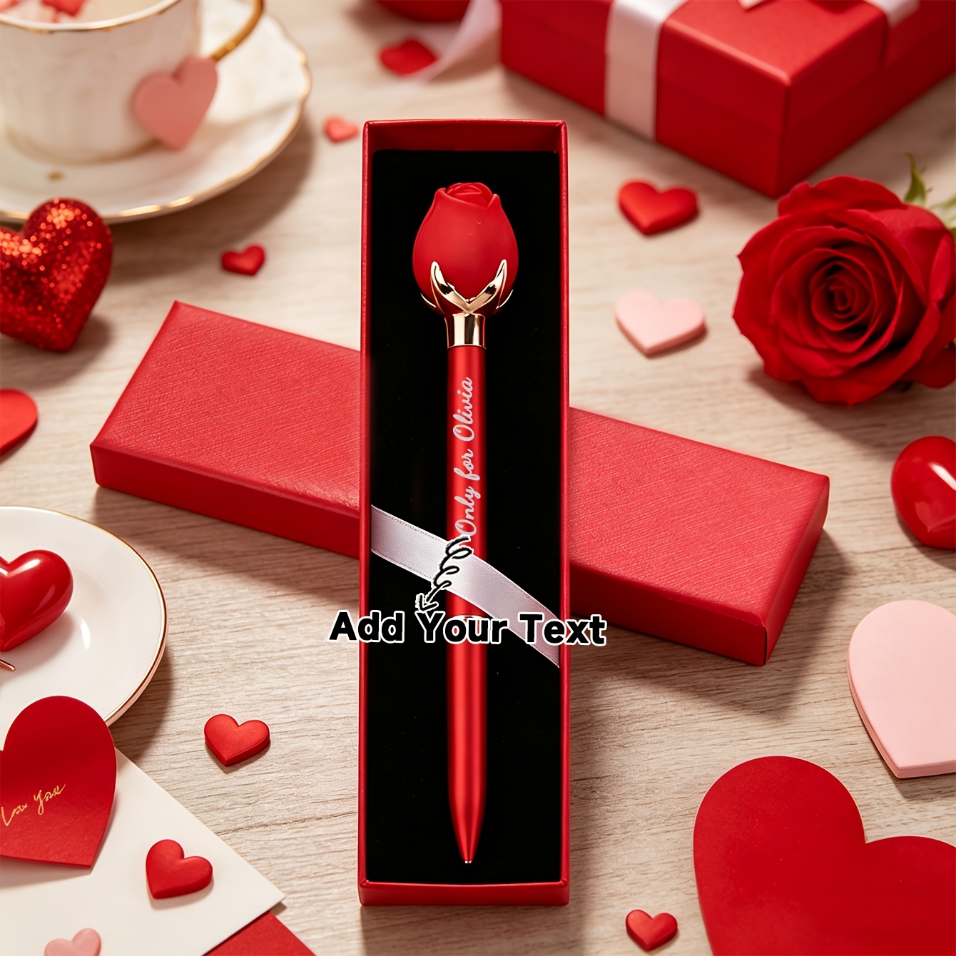 TEMU Juego de 2 piezas de bolígrafos de San Valentín con creativa y personalizables, bolígrafo con //texto personalizado | 1 bolígrafo con forma y 1