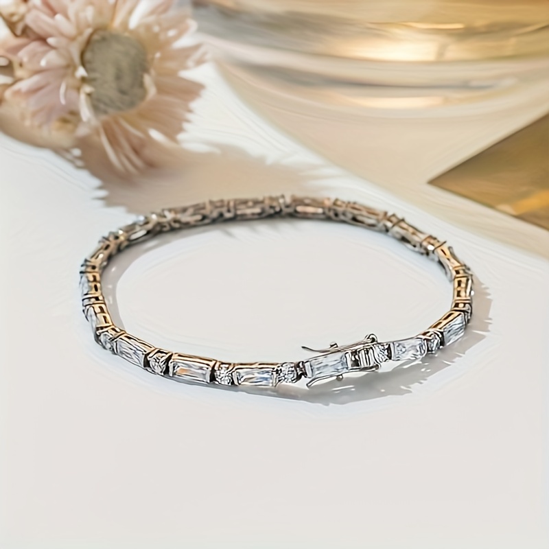 

Mozambique 925 Silver Women's Bracelet - Elegant And Affordable Sports Bracelet Jewelry, Featuring Aaa+ Grade Mozambique Stones With No Allergic - Perfect Gift Silvery 3g