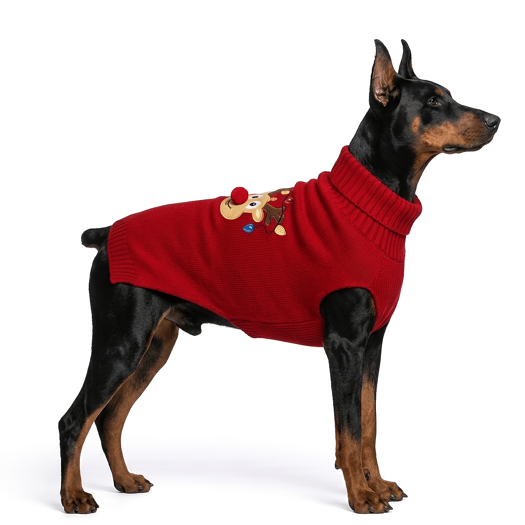 TEMU Christmas Dog Sweaters For Large Dogs Girl Boy Turtleneck Knitwear For Pet Dogs Wearing Pullover Easy On Doggie Sweatshirt Dog Christmas Sweater