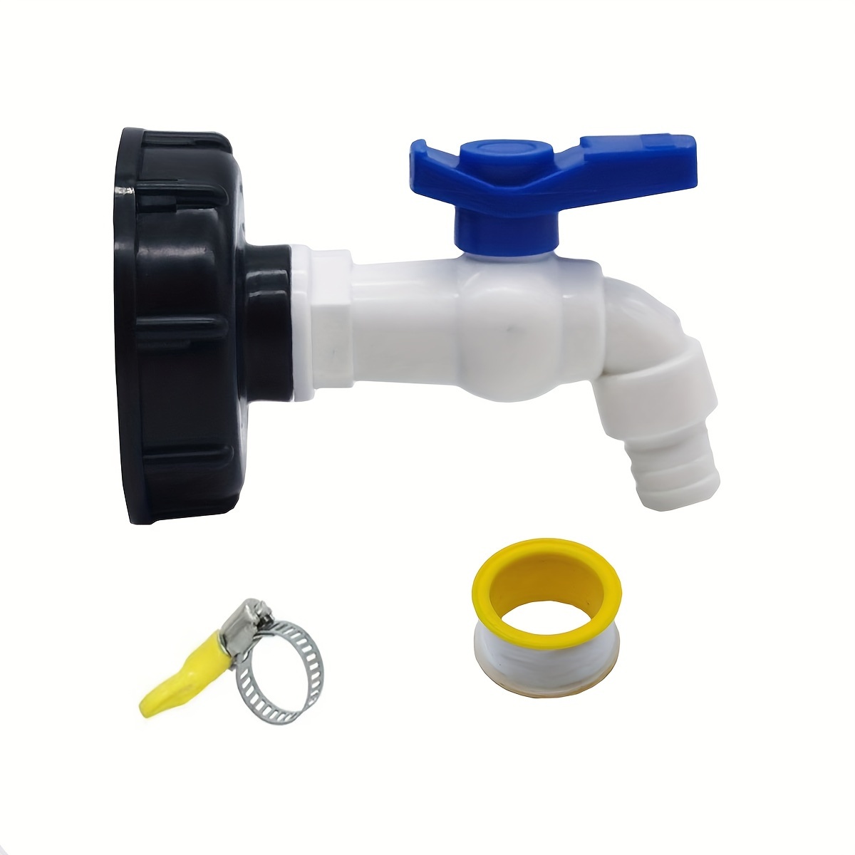 Image of 1pc, Ibc Water Tank Adapter S60x6 To 16mm 5/8 Inch Garden Hose Hook Connector Filter Irrigation Plastic Faucet 264.17gal Outdoor Rainwater Bucket Accessory, Quick Connect Hose For Lawn Care