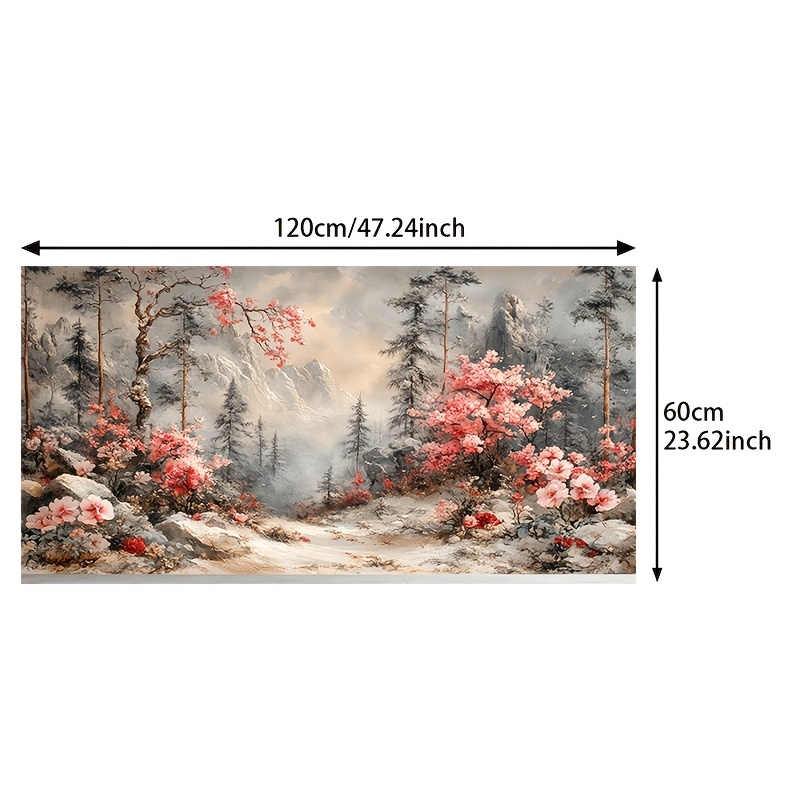 TEMU 2D Piatto 1pz 23,62*47,24 pollici/60cm*120cm Stampa Senza Cornice Foresta con Alberi Innevati Minimalista Tela Decorativa per Camera da Letto