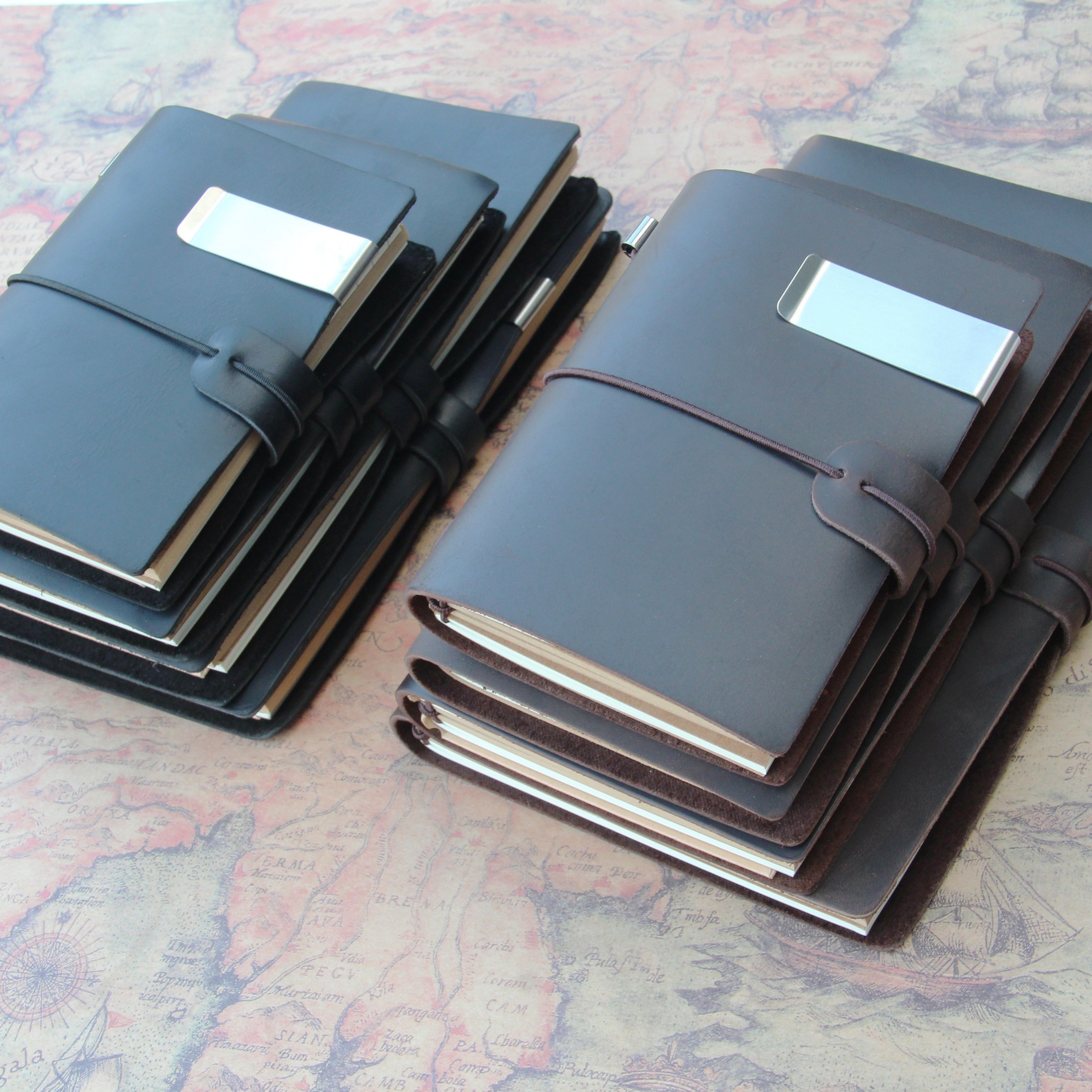   layer cow genuine leather sketchbook notebook tn traveler portable notebook with 3 inner pages cow paper folder metal page clip 0