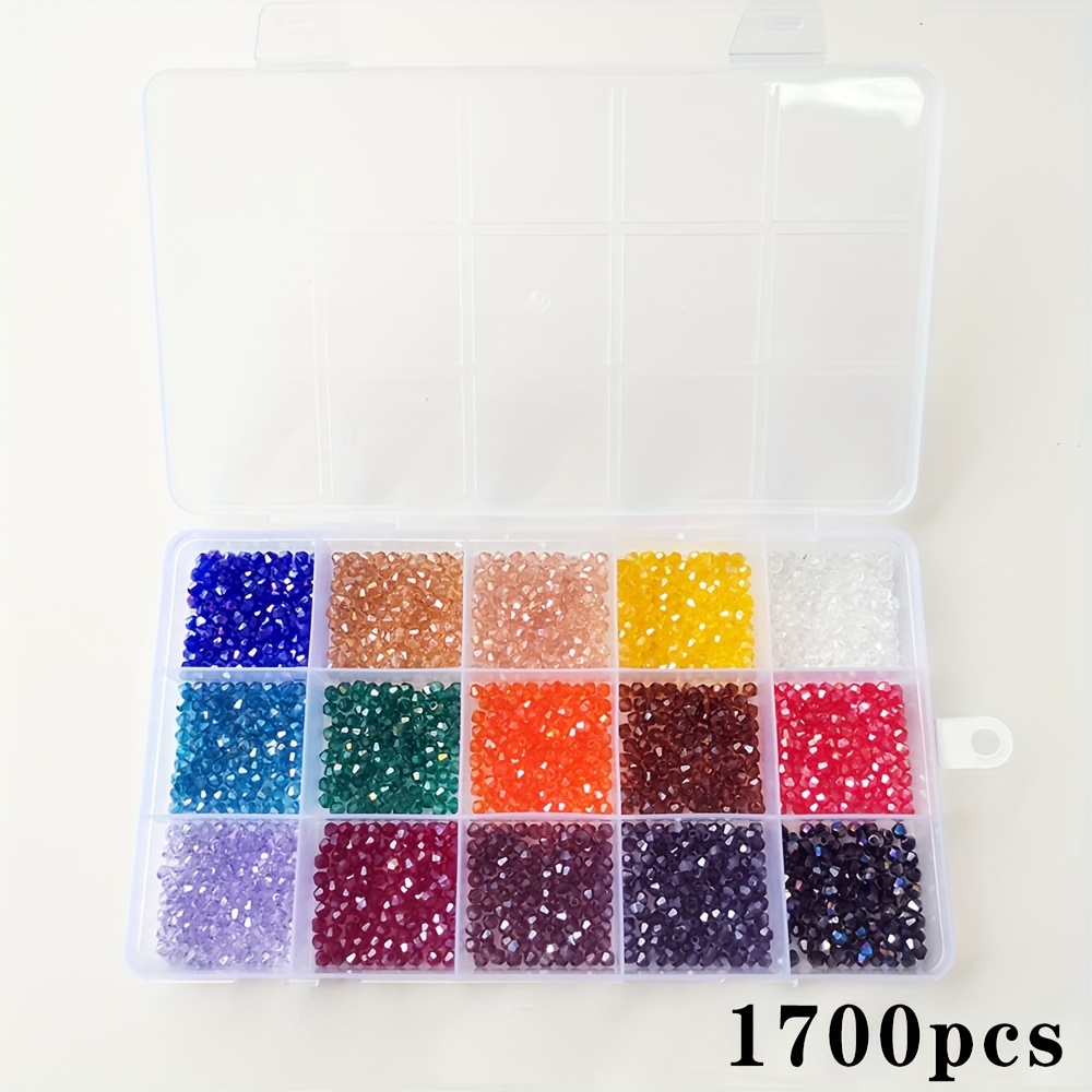 Image of Sparkling Ab Glass Bead Set - 1400/1700pcs In Assorted Sizes (4mm & 3mm) For , Bracelets, Necklaces, And Crafts