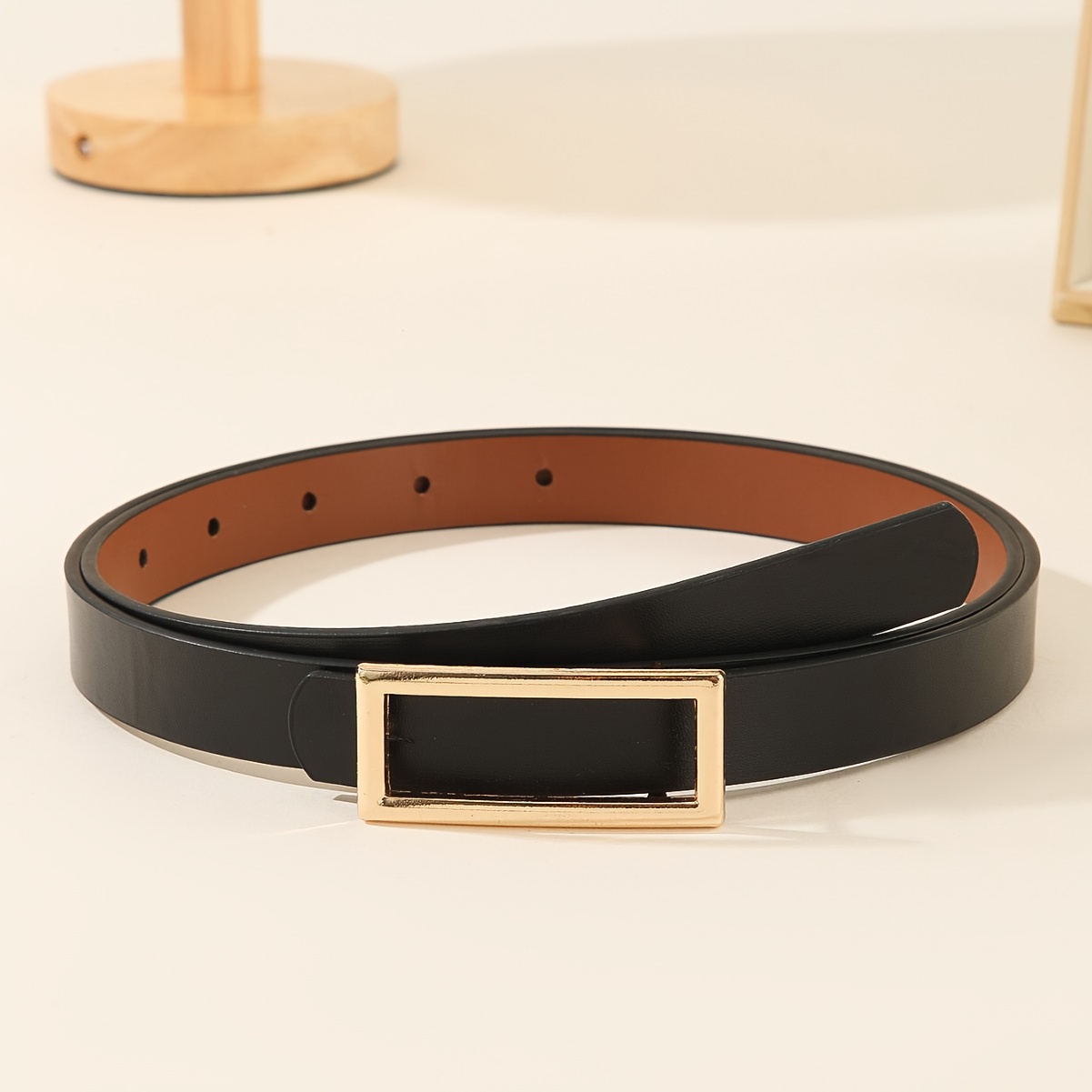 Women's Reversible Pu Belt, Double-sided Thin Waist Belt For Women