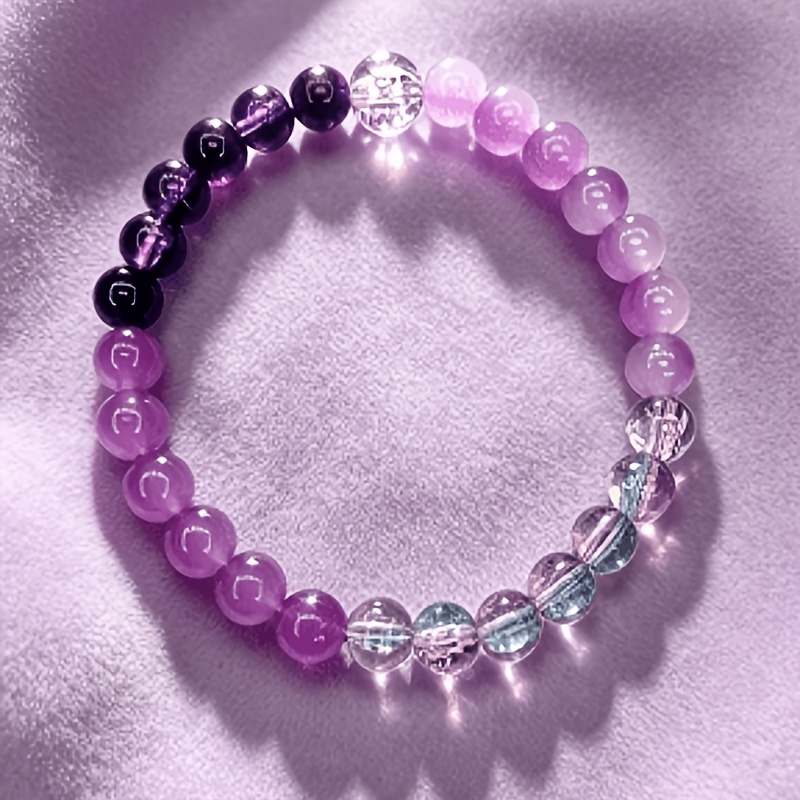 8mm Purple Gradient Ice-Cracked Glass Beads, Gift for Her
