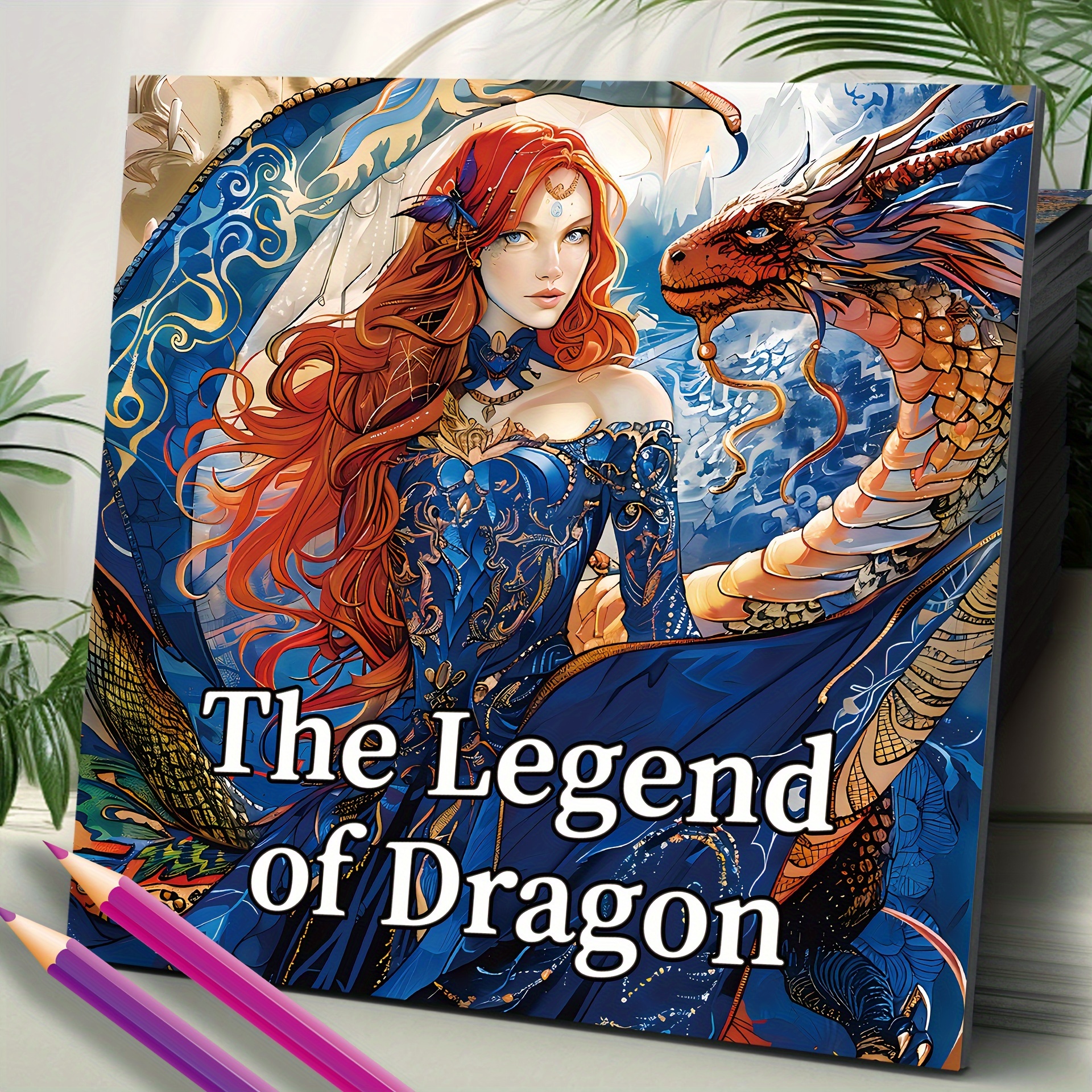 

Deluxe Edition Dragon Legend Coloring Book For Adults - 20 Thick Pages, Ideal Gift For Birthdays, Christmas & Halloween - Relax Artwork