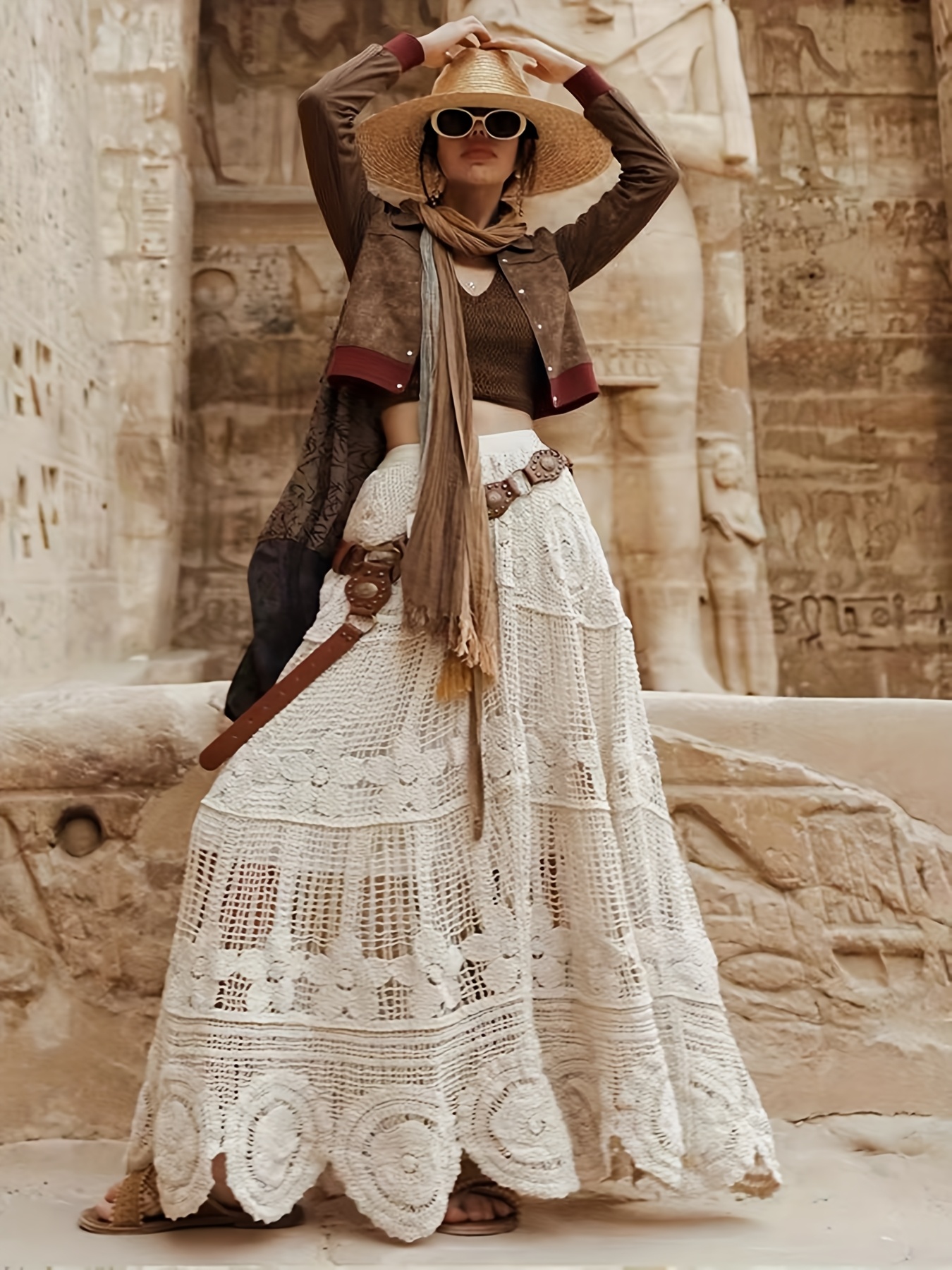 plus size plus size womens beige bohemian maxi skirt elegant