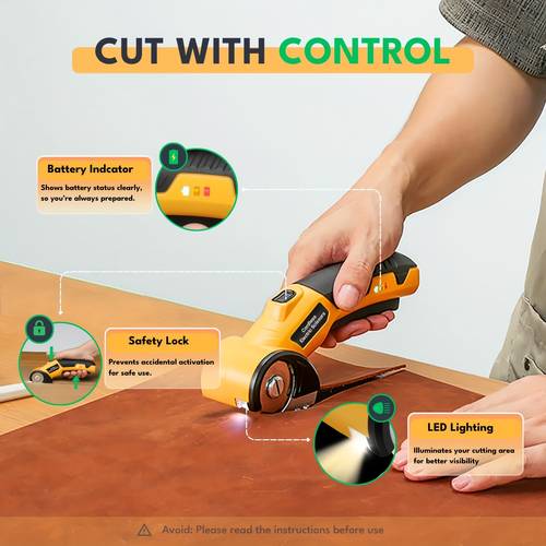 rechargeable cordless scissors with automatic fabric cutting system for precise cutting of clothing cardboard carpeting faux leather tool perfect gift