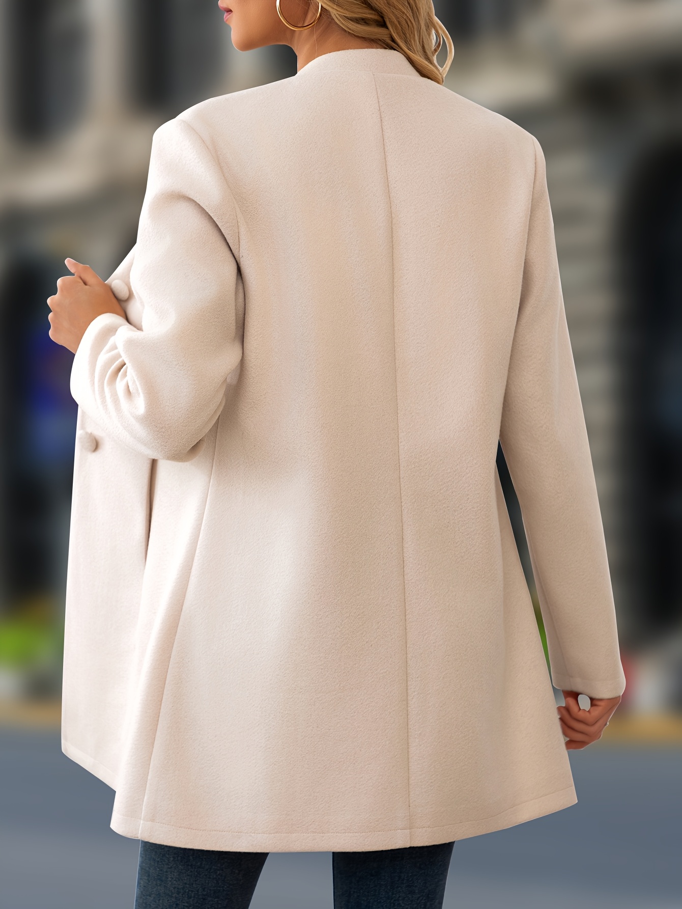 Chaqueta casual para mujer de poliéster, cuello alto, manga larga, abotonada, color sólido, para otoño/invierno - Imagen 5
