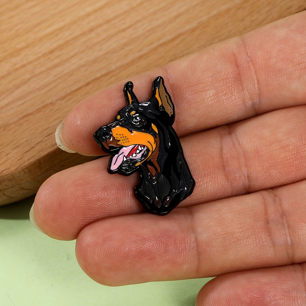 TEMU Dobermann Emaille Brosche Pin Modischer Hund Dekorative Broschen Anstecknadeln Schmuck Geschenke für Revers oder Tasche