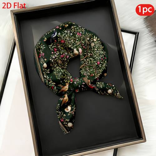 2d flach, 1 stück, damenschal, blumen muster dekorativer quadratschal, modisches design, für freizeitwochenenden, reisen, radfahren, outdoor, vielseitig, -, valentinstags-, weihnachts-, halloween-dekorationsgeschenk, weich bequem, muttertagsgeschenk, 2d flach