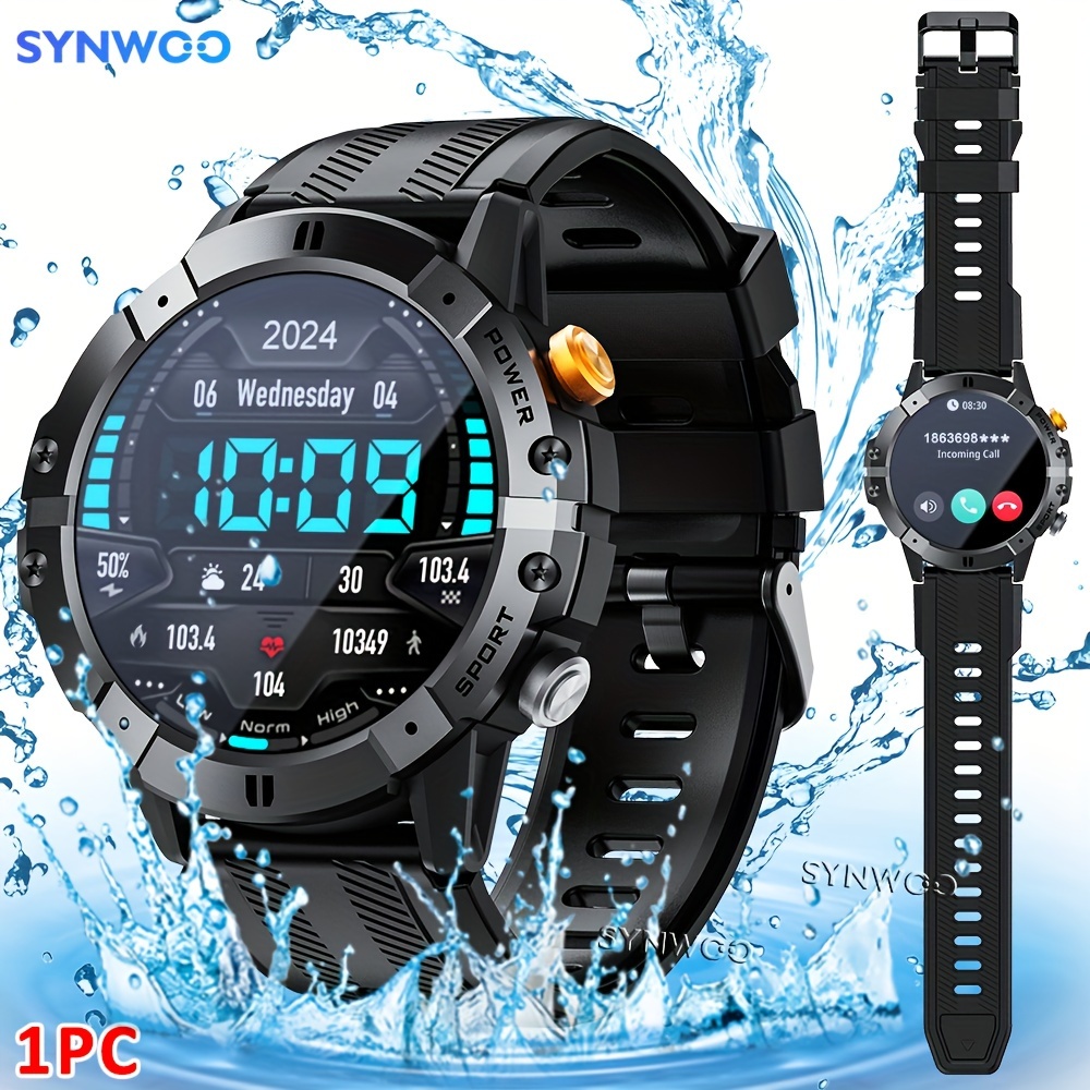 Image of Synwoo Smart Watch Compatible For Iphone/, Wireless Calling &, Waterproof Fitness With Wireless 5.3, Large Battery, Expandable, App, For /iphone Smartphones, Outdoor Wristwatch For &