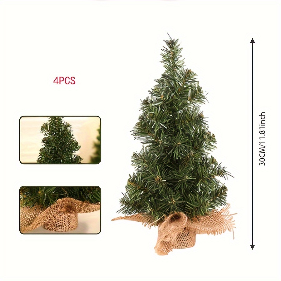 4 11.8-inch Mini Christmas Trees For , Featuring Artificial Trees With A Fabric Bag Base, Green Christmas Trees (for Home And Office Decoration)