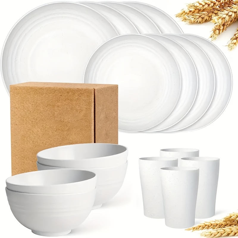 wheat straw tableware consisting 16 unbreakable Temu United Arab