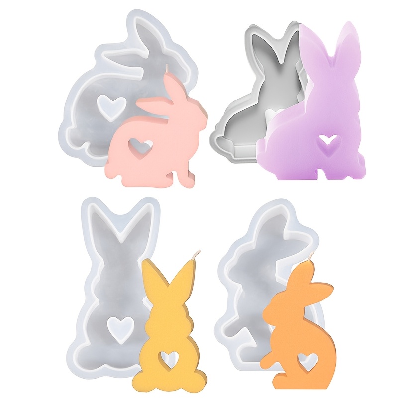 

4pcs Easter Bunny Silicone Molds - Animal Shaped Candle Making Supplies For Diy Spring Decorations And Home Ornaments, Silicone Molds For Candles