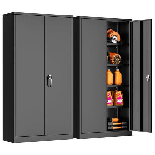 Metal Storage Cabinet with Locking Doors, Storage Lockers with 4 Adjustable Shelves, Clothing & Closet Storage And Organization for Hallway, Home Office, Holiday Gifts, Mounted