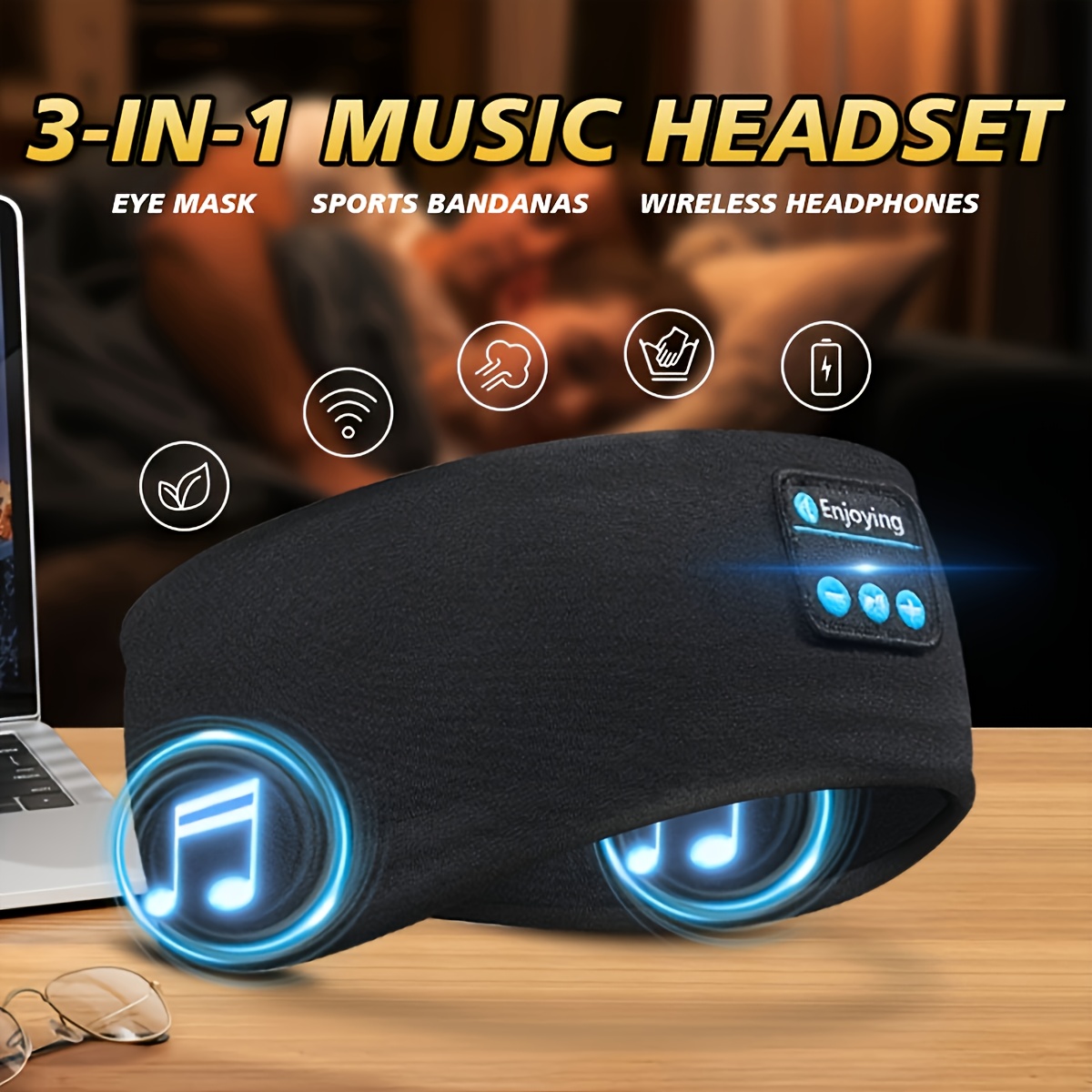 3 in 1 sleep music headphones wireless over ear sleep mask v5 3 wireless functionality soft