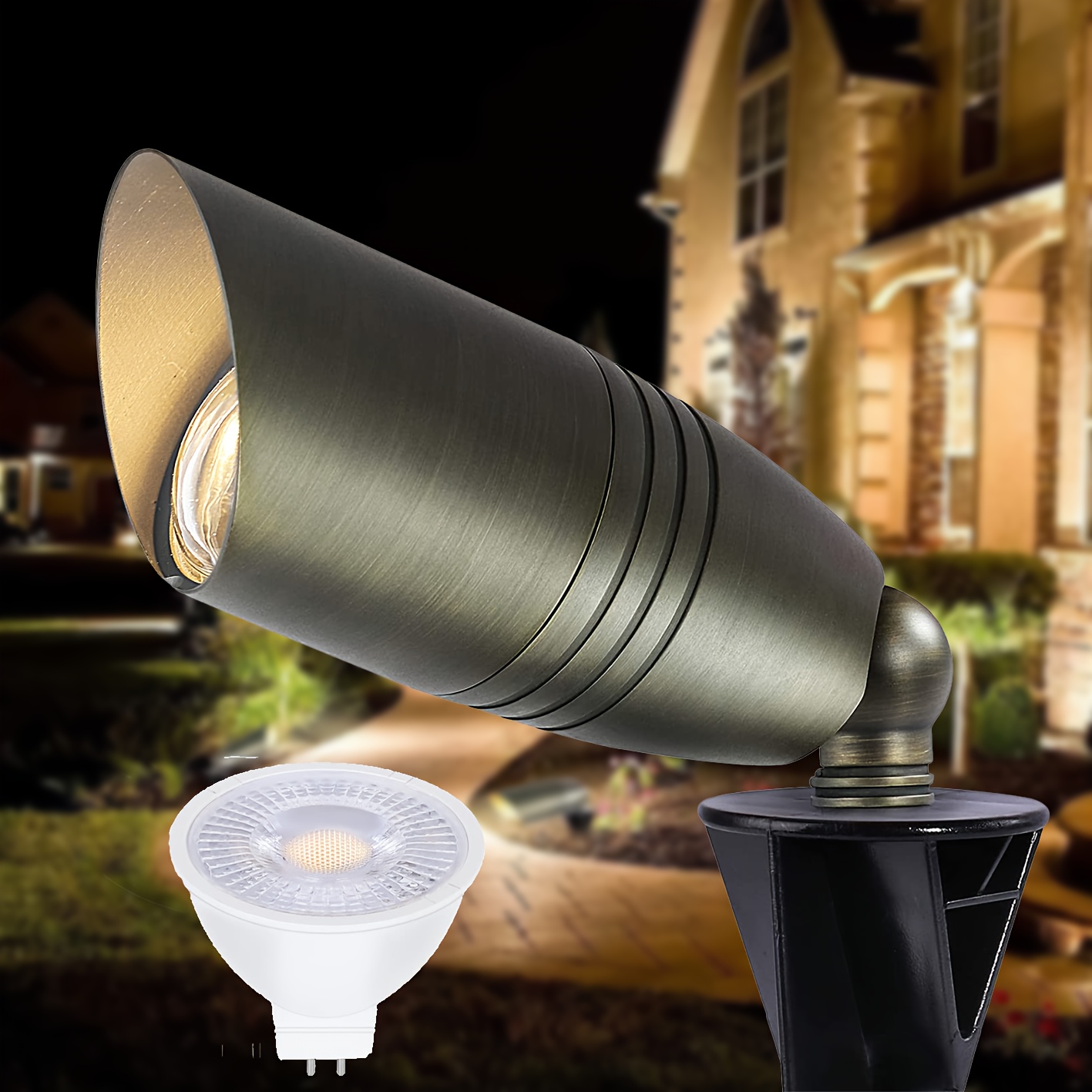 

Low Voltage Landscape Spotlights, Solid Brass Uplights Spotlight, For Outside Landscape Lighting Included Led Bulb Fixture 1p/4p