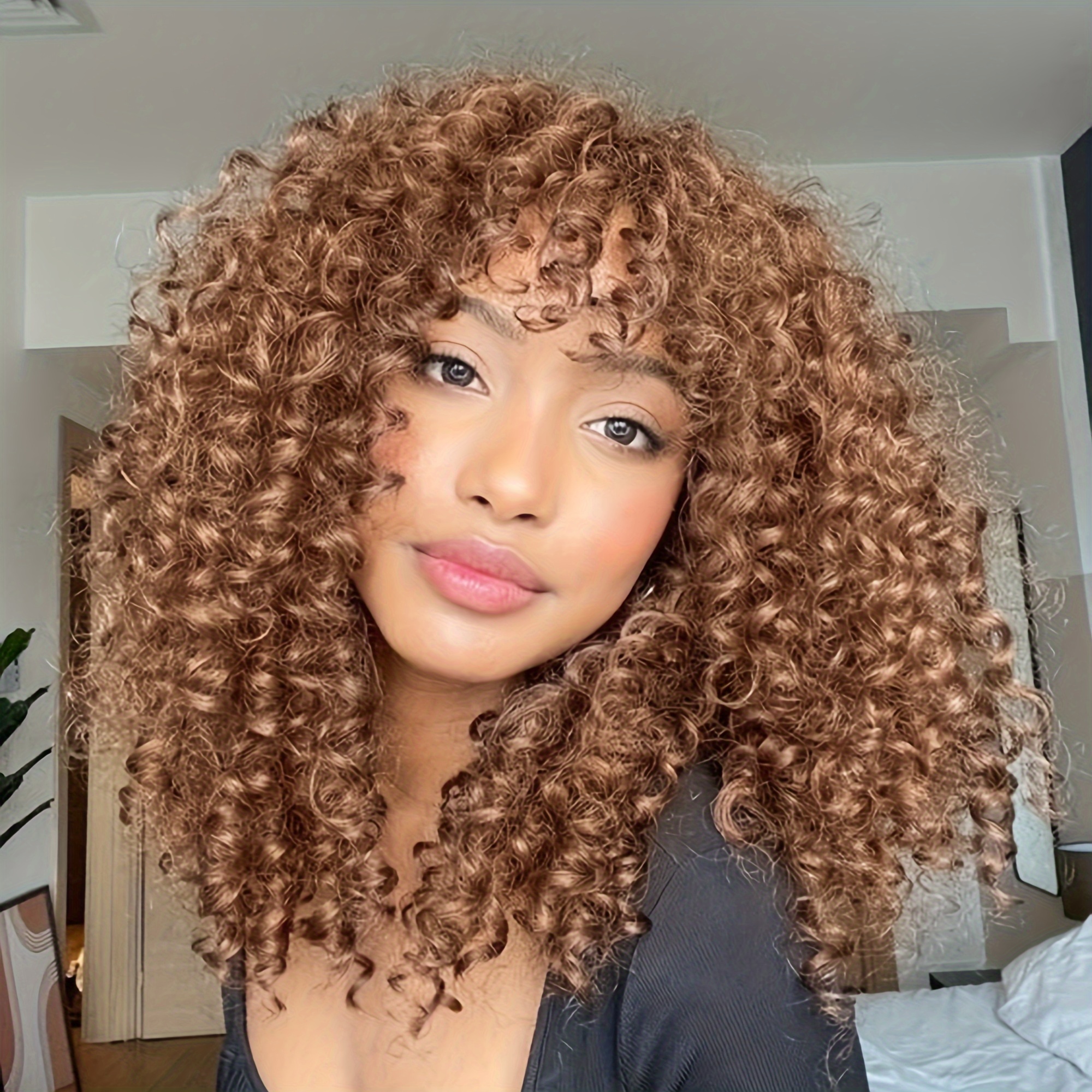 synthetic hair afro curly wigs women affordable curly wigs Temu