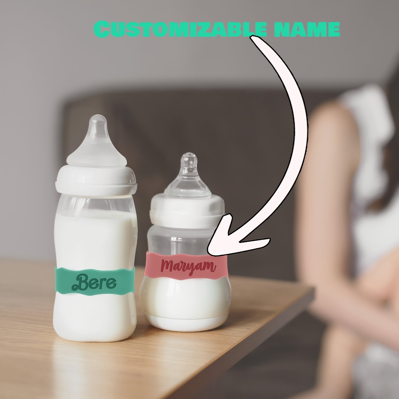 

Customizable Silicone Baby Bottle Labels For Kids - Personalized, Reusable, Slip-proof, Stretchable Name Bands For Bottles, Sippy Cups For Daycare, School, Camp - Unisex Design For Boys & Girls