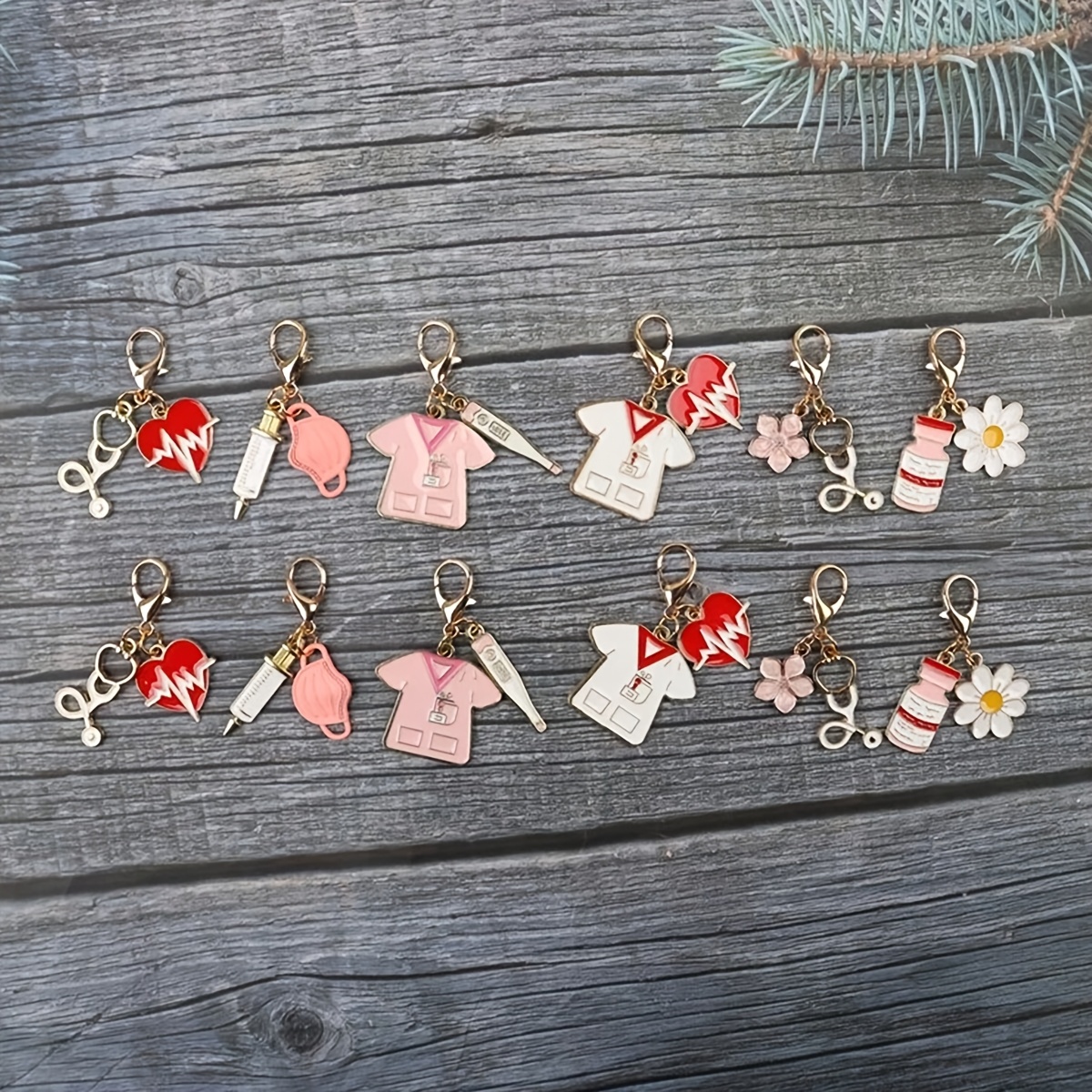 TEMU 6pcs Set, 12pcs Set Nurse-themed Pocket Hug Keychains, Stethoscope-shaped Hug Pendants, Appreciation Gifts For Nurses, Doctors, And Healthcare