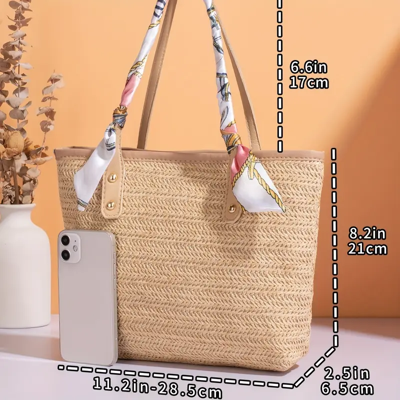 womens large capacity beach tote bag vibrant rainbow striped woven shoulder bag with magnetic closure durable polyester lining vacation and holiday use holiday accessory vibrant striped bag magnetic closure bag details 2