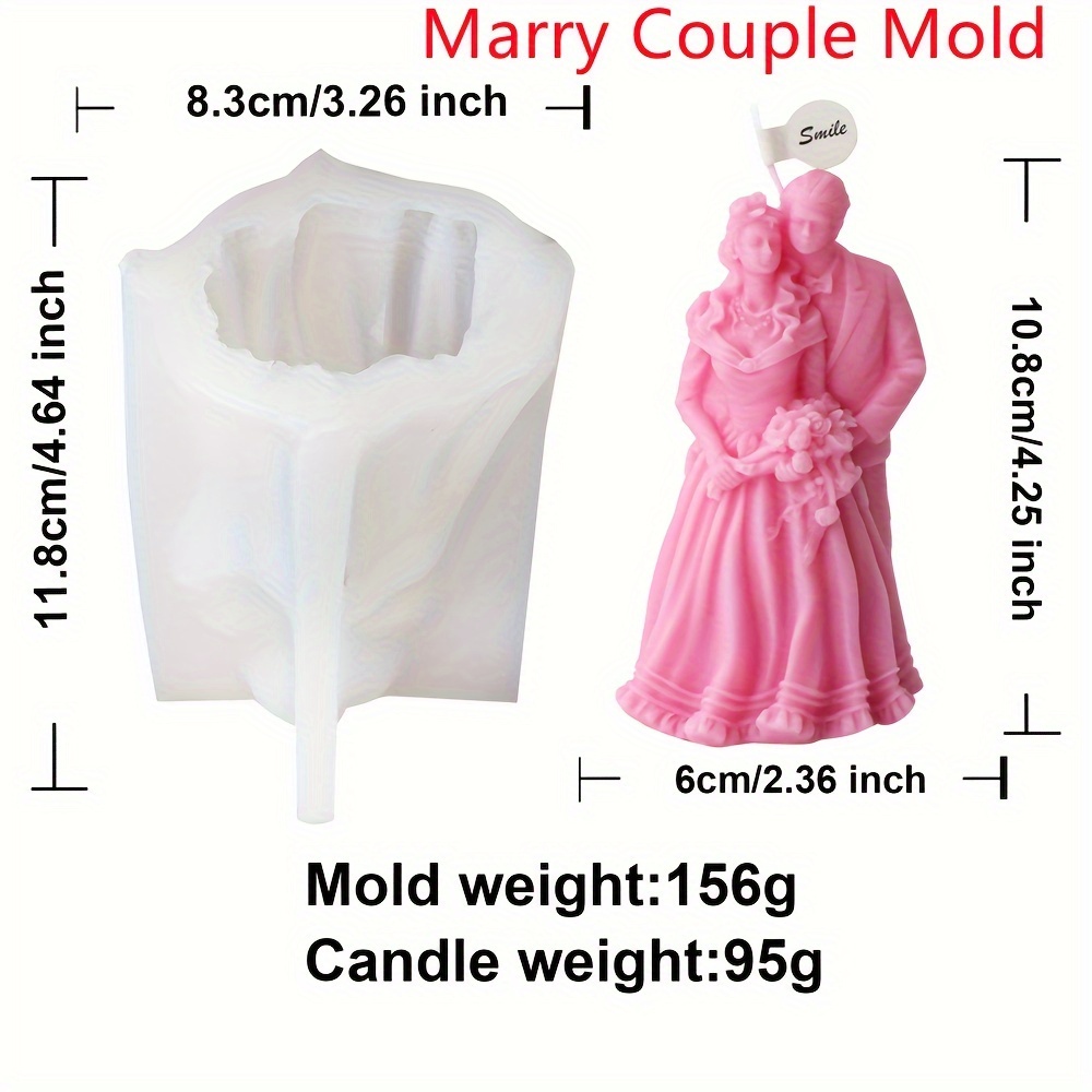 Image of Silicone Mold For Candles Featuring A Newlywed Couple, Perfect For Aromatic Statues. Ideal For Projects, This Tool Is Great For Valentine's Day And Making Or Plaster Candles