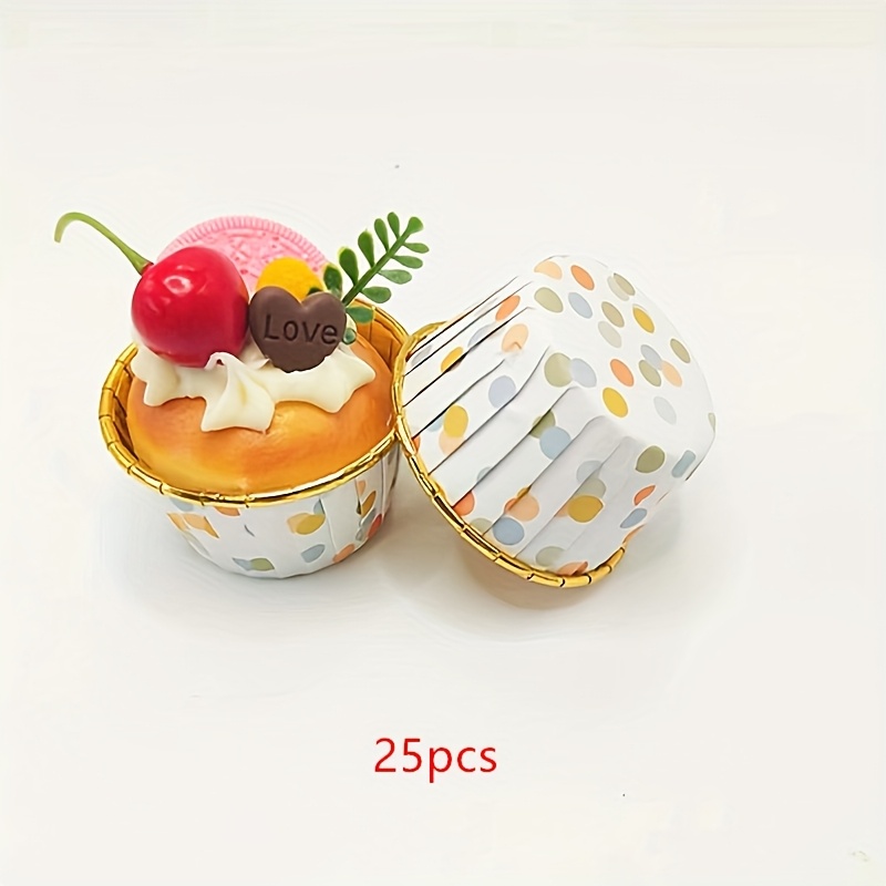 Colorful Polka Dot Single-sided Golden Rolled Muffins Cups, Cute Colorful Polka Dot Mousse Cake Cups, Baking Paper Liners, Kitchen Gadgets