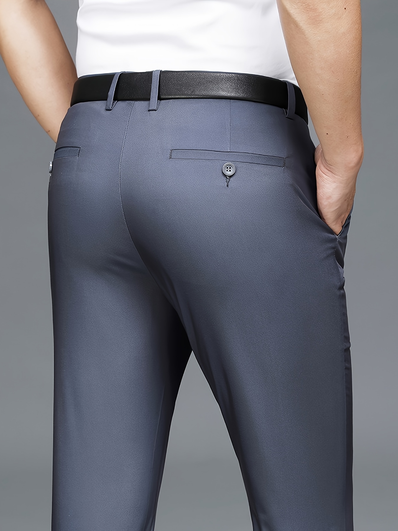 2pcs Men's Professional Business Stretch Dress Pants with Embroidery Design, Casual Loose-Fit Straight-Leg Suit Pants, Versatile Office Wear for Office Workers