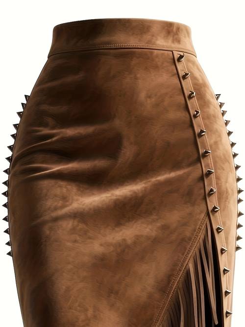 womens vintage western full fringe asymmetric hem maxi skirt winter elegant skirts solid color length for western dresses machine washable