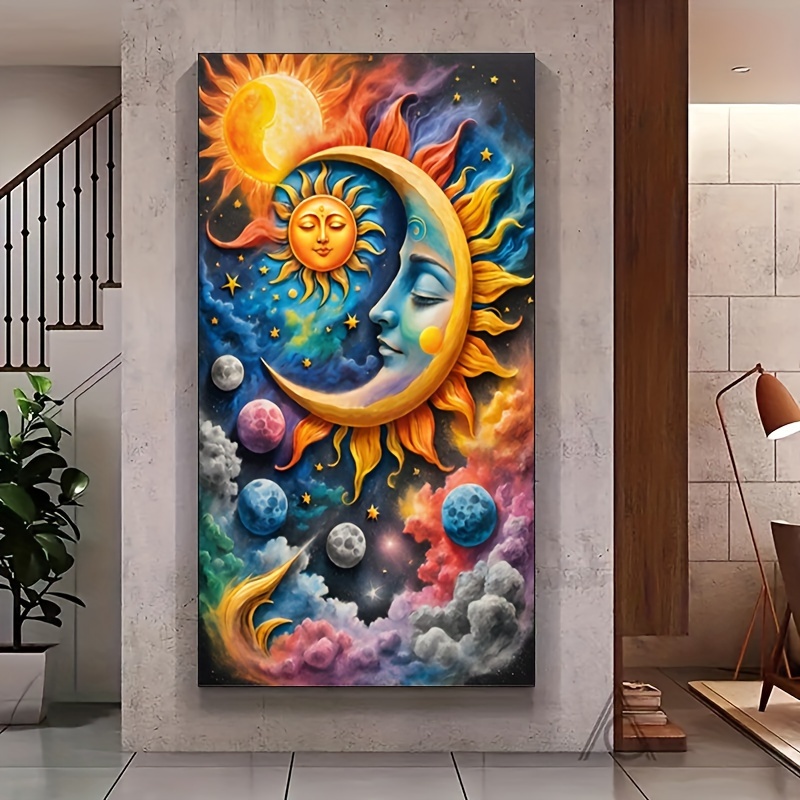 

Sun, Moon & Planets 5d Diamond Painting Kit - Large Diy Full Drill Mosaic Art For Beginners, Perfect For Home & Living Room Decor, 15.7x27.56 Inches