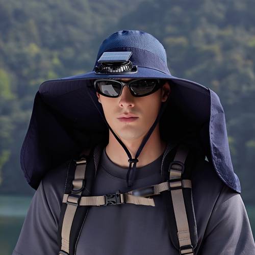 outdoor camping sun hat with solar fan cooling ventilated hat for women men gardening beach travel sports