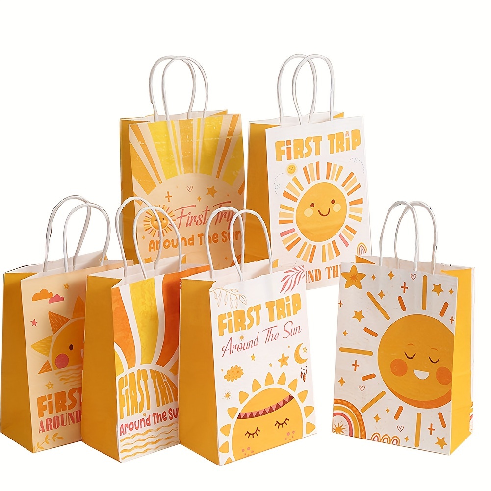 

12pcs, First Trip Around The Sun Party Favors Bags Boho Sun Birthday Goody Candy Treat Bags Sunshine Party Decor Plastic Gift Bag Birthday Snack Bags Summer Party Favor Supplies